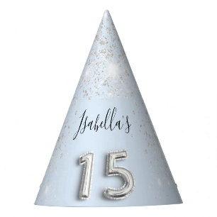 Chapeaux De Fêtes Quinceanera bébé bleu argent nom de la parties sci