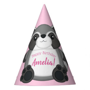 Chapeaux De Fêtes Raccoon fête d'anniversaire rose