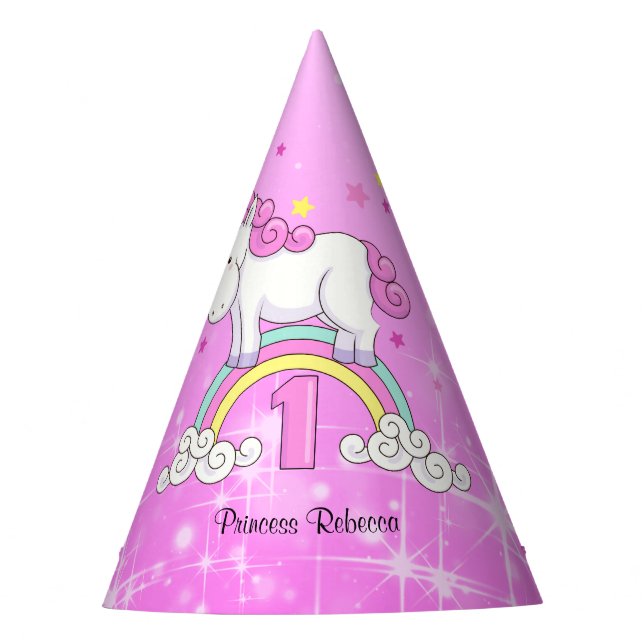 Chapeaux De Fêtes Rainbow Unicorn 1er anniversaire (Devant)