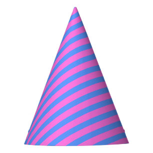 Chapeaux De Fêtes Rayures de fête d'anniversaire rose bleu motif