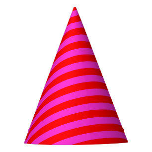 Chapeaux De Fêtes Rayures de fête d'anniversaire rose rouge motif