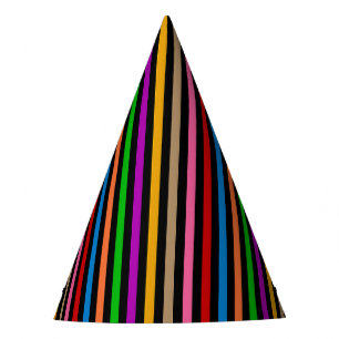 Chapeaux De Fêtes Rayures de lignes arc-en-ciel colorées - Noir