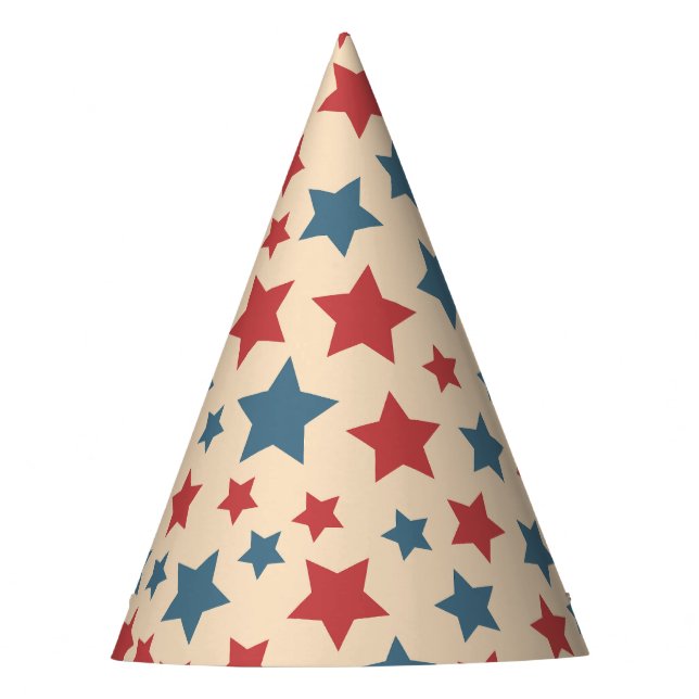 Chapeaux De Fêtes Red and Blue Stars, 4th of July, Beige Background (Devant)