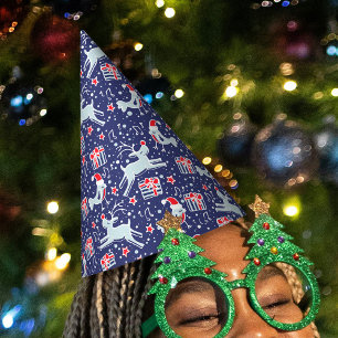 Chapeaux De Fêtes Rennes de Noël et motif d'oiseaux musicaux