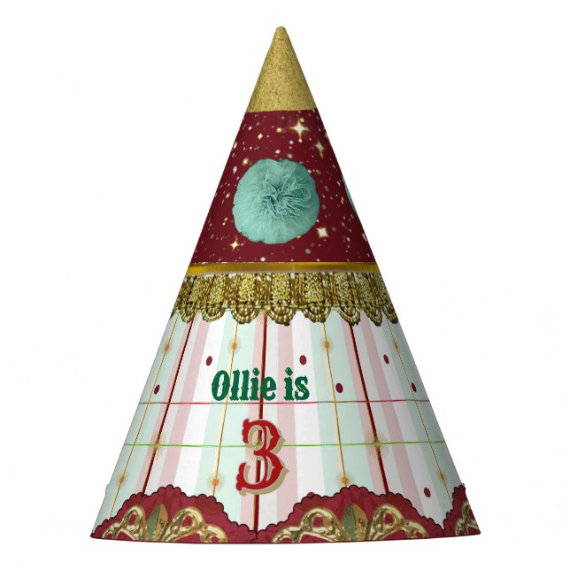 Chapeaux De Fêtes Retro Circus Carnival Hat - Teal Puff (Devant)