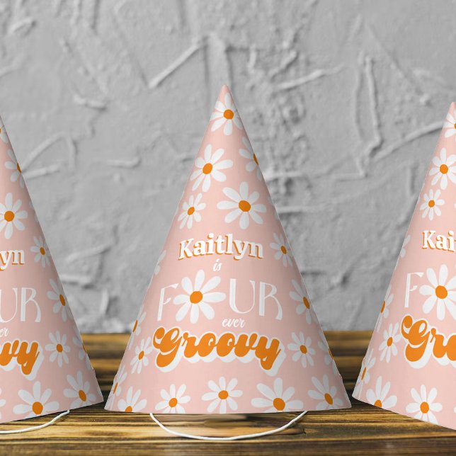 Chapeaux De Fêtes Retro Quatre Filles toujours Super 4e anniversaire (Créateur téléchargé)