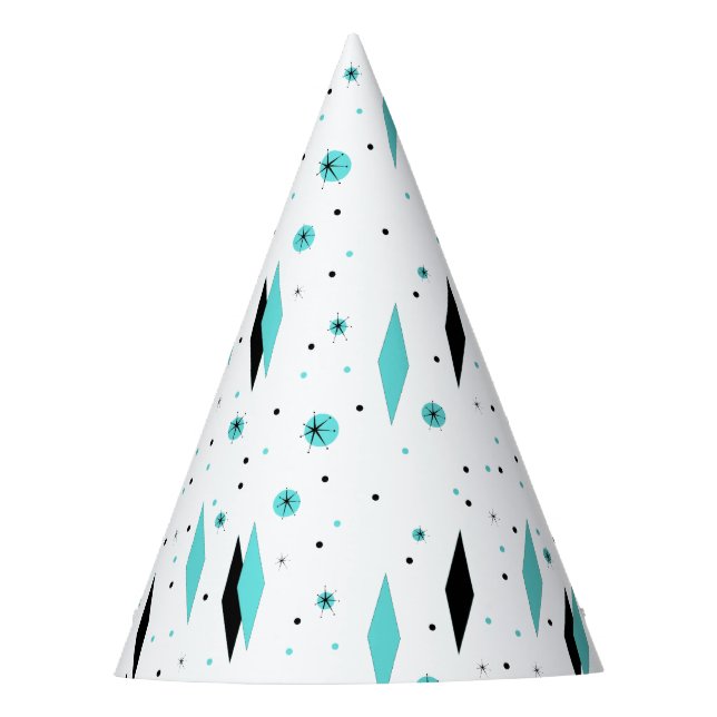 Chapeaux De Fêtes Retro Turquoise Diamants & Starburst Casquette de  (Devant)