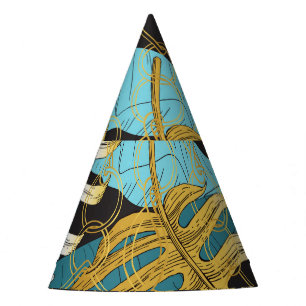 Chapeaux De Fêtes Rideau de chaîne d'or, feuilles tropicaux.