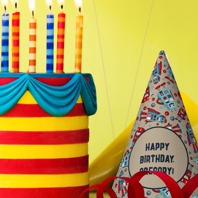 Chapeaux De Fêtes Robots rétro mignons Sci-Fi Boys Anniversaire (Créateur téléchargé)