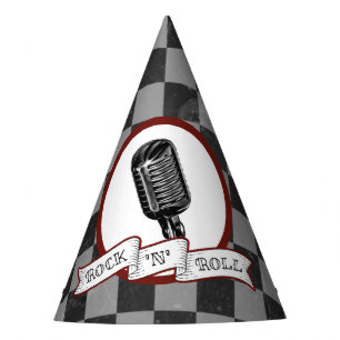 Chapeaux De Fêtes Rock & Roll Retro Microphone Rockabilly Paper