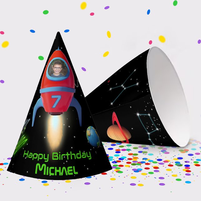 Chapeaux De Fêtes Roquette avec photo | Astronaute Alien de l'OVNI (Créateur téléchargé)