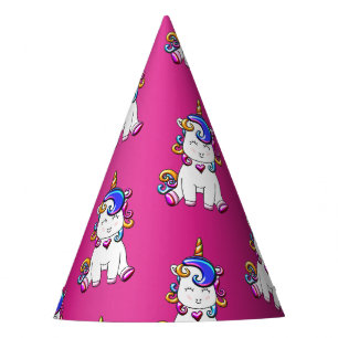 Chapeaux De Fêtes Rose coloré d'anniversaire de licornes de parties