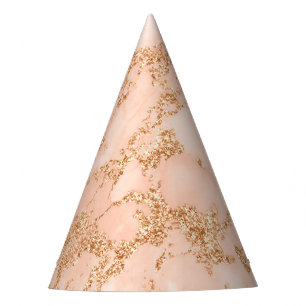 Chapeaux De Fêtes Rose en marbre parties scintillant d'or abstrait