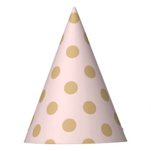 Chapeaux De Fêtes Rose et motif de point de polka d'or