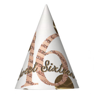 Chapeaux De Fêtes Rose Gold Bronze pois Sweet 16 Anniversaire