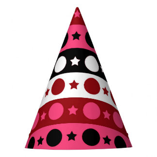 Chapeaux De Fêtes Rose noir blanc Cercle Étoiles rayures Design