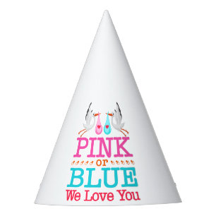 Chapeaux De Fêtes Rose ou Bleu Nous vous aimons Genre Révéler cigogn