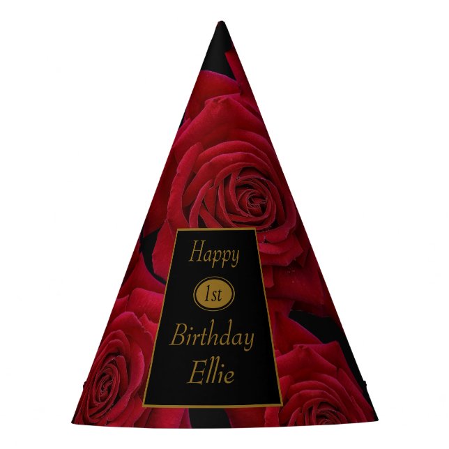 Chapeaux De Fêtes Rose rouge élégant tout anniversaire d'âge (Devant)