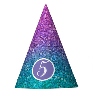 Chapeaux De Fêtes Rose Turquoise Aqua Bleu Et Violet Pailleté Scinti