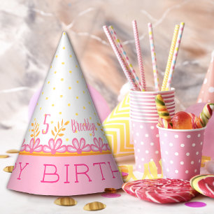 Chapeaux De Fêtes Rose Whimsical Sweet 5e anniversaire Casquette de