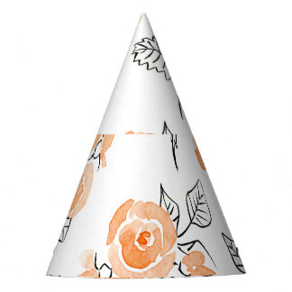 Chapeaux De Fêtes Roses d'aquarelle : Arrière - plan blanc d'encre