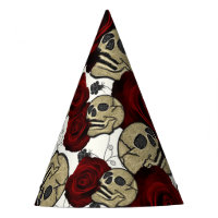 Roses Rouges & Crânes Floral Noir Gothique Blanc