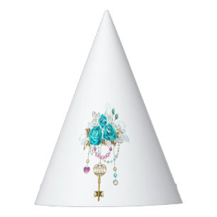Chapeaux De Fêtes Roses turquoise avec touches
