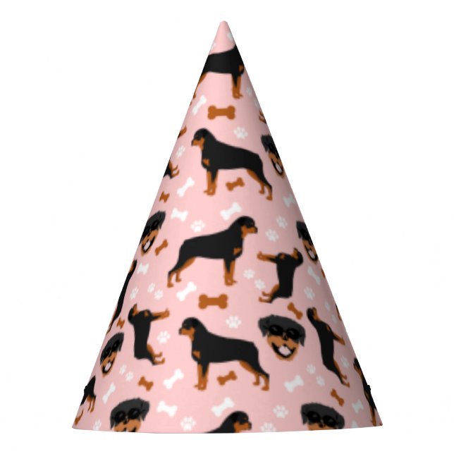 Chapeaux De Fêtes Rottweiler Rottie Pink Girl Motif Pawprint (Devant)