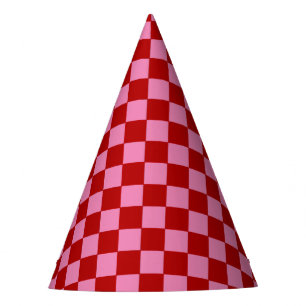Chapeaux De Fêtes Rouge à carreaux et rose chaud
