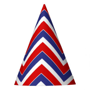 Chapeaux De Fêtes Rouge, Blanc, Bleu Chevron 1 PAPIER CASQUETTES DE