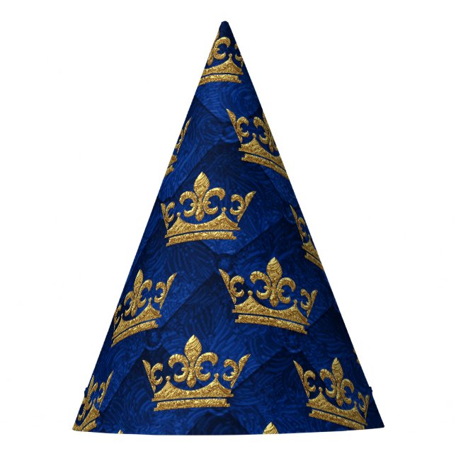 Chapeaux De Fêtes Royal Blue & Gold Crown Prince fête d'anniversaire (Devant)