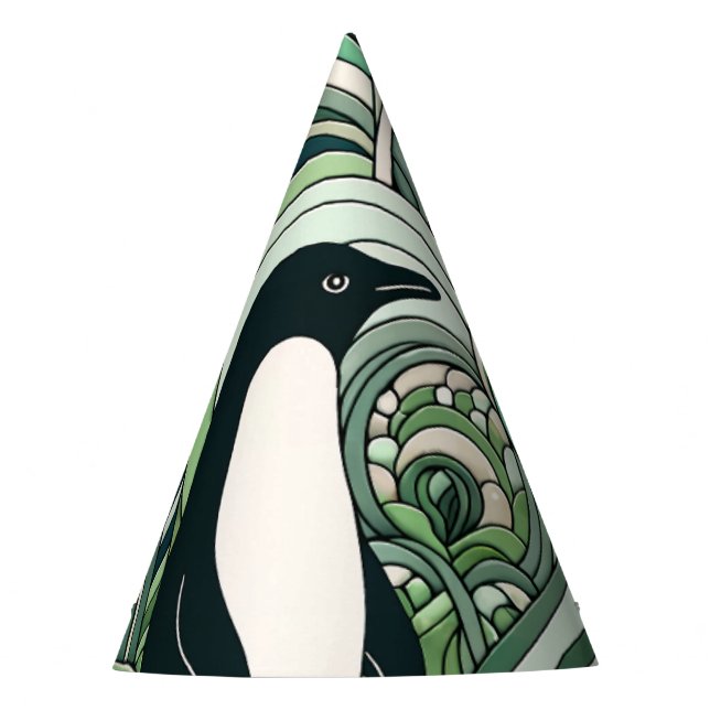 Chapeaux De Fêtes Sage Green Mint Pastel Green Penguin En Art Spiral (Devant)