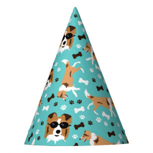 Chapeaux De Fêtes Shetland Sheepdog Shelter Pawprint Motif Party