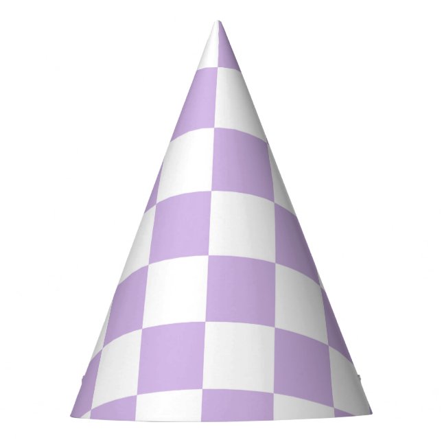 Chapeaux De Fêtes Simple Pastel Purple Lilac & White À damiers (Devant)