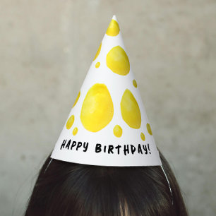Chapeaux De Fêtes Simples Points Jaunes Aquarelle Et Typo Noir