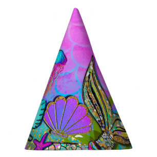 Chapeaux De Fêtes Sirènes et Coquillages Fête Rose Étincelante