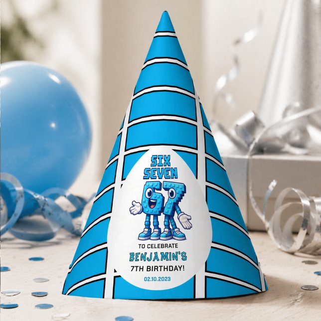Chapeaux De Fêtes Six Seven Meme 7e Anniversaire | Drôle Tendance (Six Seven Meme 7th Birthday | Funny Trendy Party Hat
)