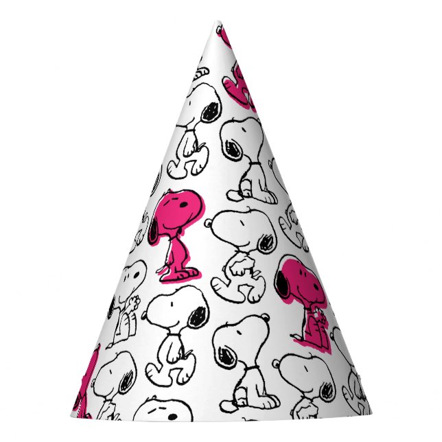Chapeaux De Fêtes Snoopy Black & Magenta Motif (Devant)