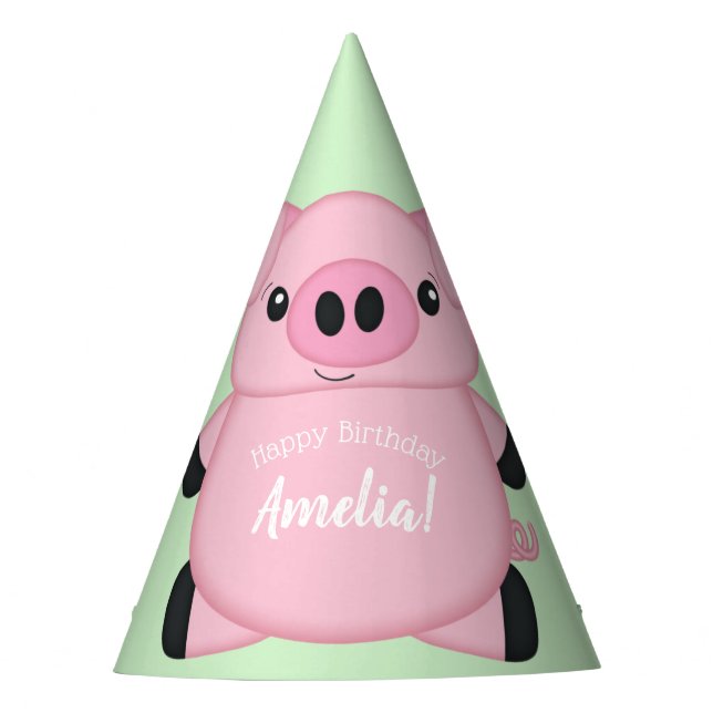 Chapeaux De Fêtes Soirée d'anniversaire du cochon vert (Devant)