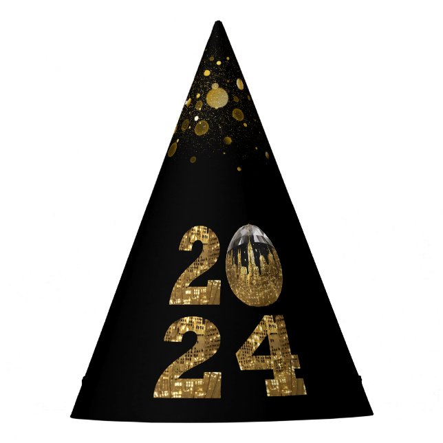 Chapeaux De Fêtes Soirée du Nouvel An 2024—Ball-NYC Gold- (Devant)