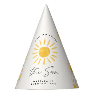 Chapeaux De Fêtes soleil 1er anniversaire aquarelle soleil jaune mod