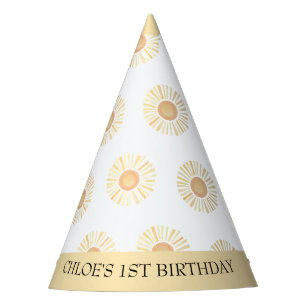 Chapeaux De Fêtes Soleil Soleil Boho Premier anniversaire Jaune Bohè