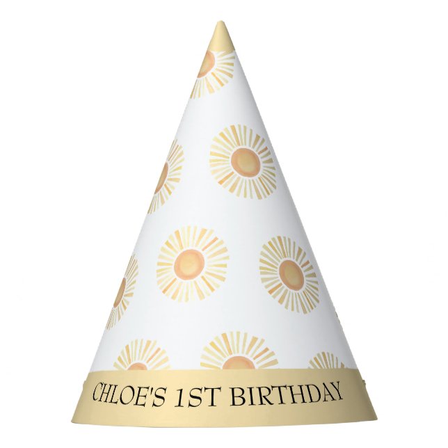 Chapeaux De Fêtes Soleil Soleil Boho Premier anniversaire Jaune Bohè (Devant)