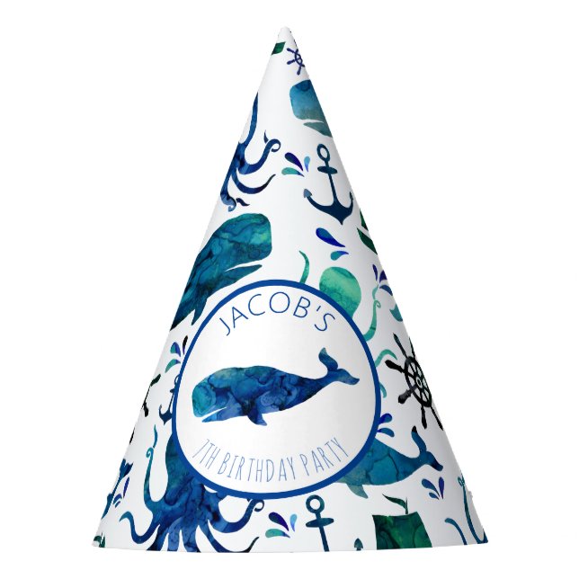Chapeaux De Fêtes Sous l'anniversaire nautique de baleine (Devant)