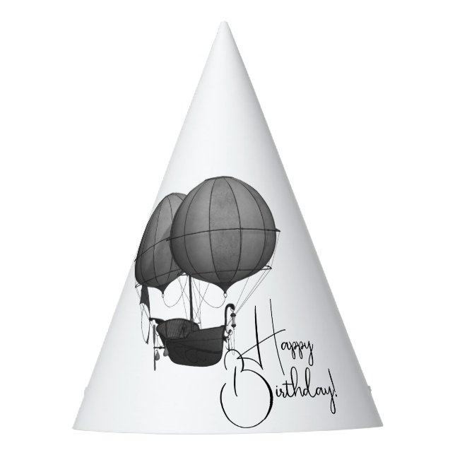 Chapeaux De Fêtes Steampunk Design Machine volante noire et blanche (Devant)