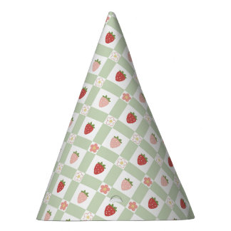 Chapeaux De Fêtes Strawberry Gingham Pastel Green Kids