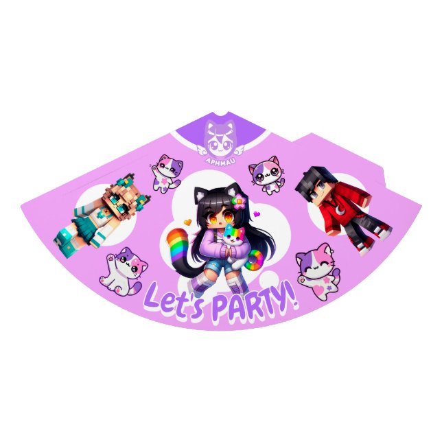 Chapeaux De Fêtes Style Aphmau, Fille d'Anniversaire, Jeu mignon, Mi (Devant)