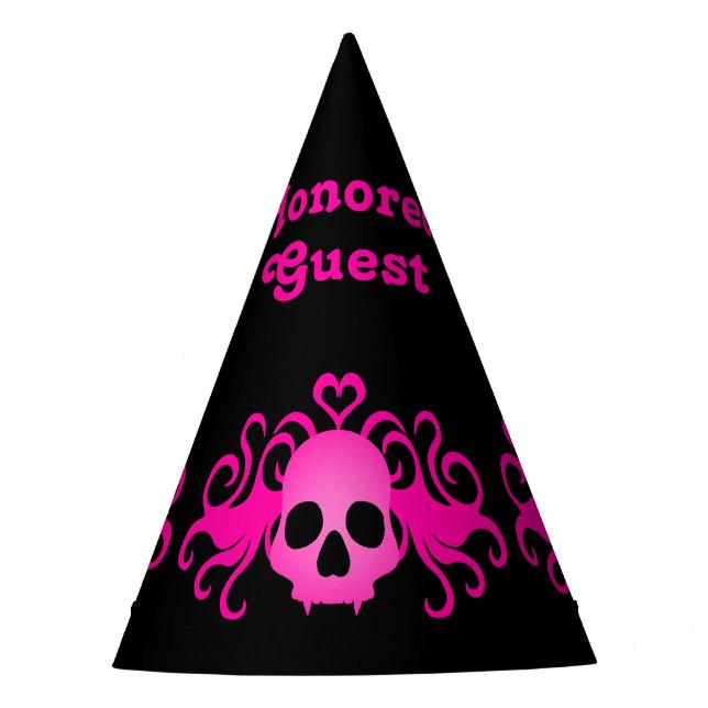 Chapeaux De Fêtes Style rose rose mignon de goth du crâne | (Devant)