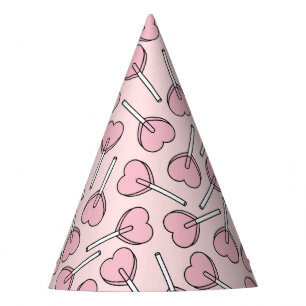 Chapeaux De Fêtes Sucettes roses, sucettes en forme de cœur, motif d