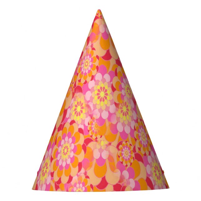 Chapeaux De Fêtes Super Psychédélique Rose Orange Hippie Fleur enfan (Devant)